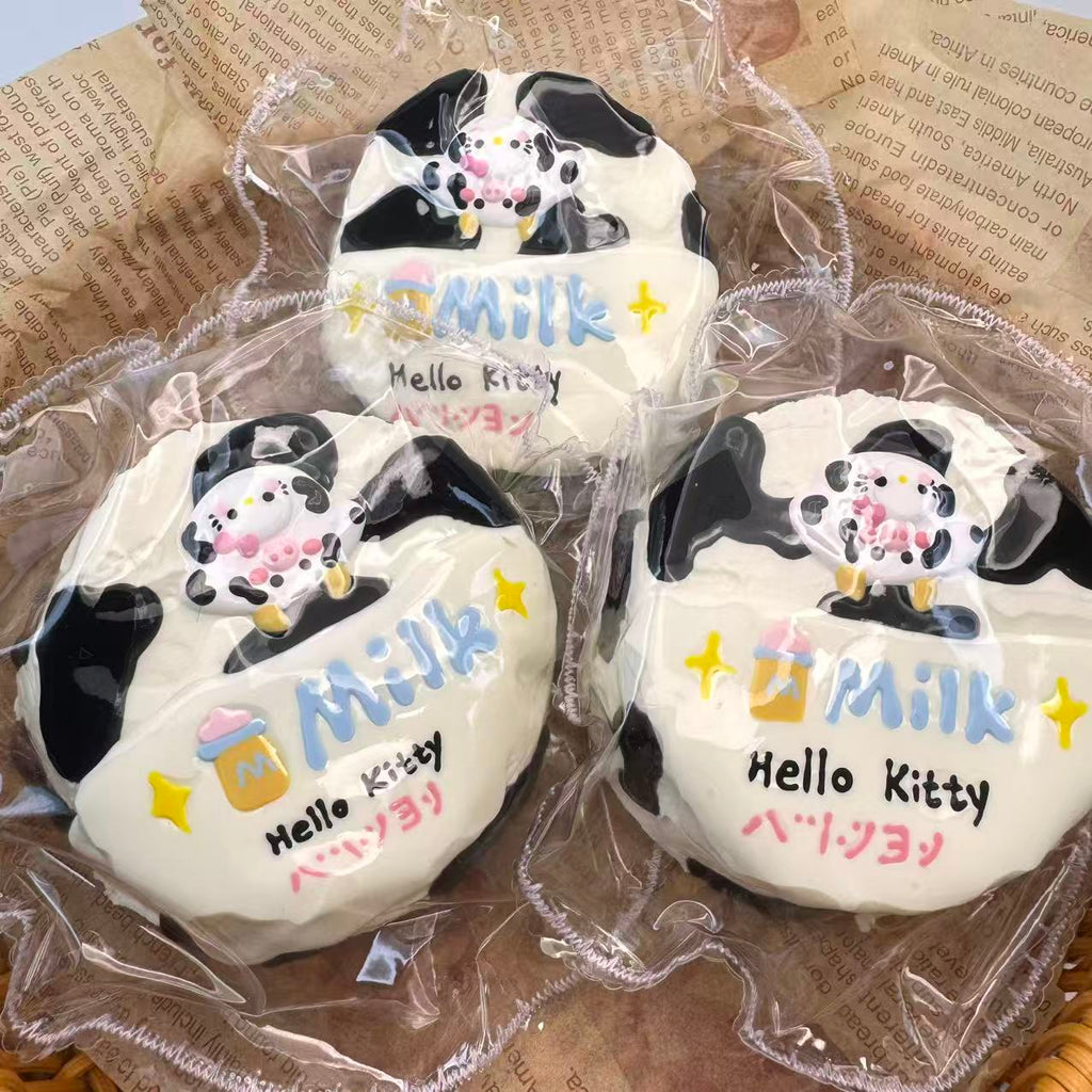 Hand-Painted Cow Kitty Frosted Cake Squishy