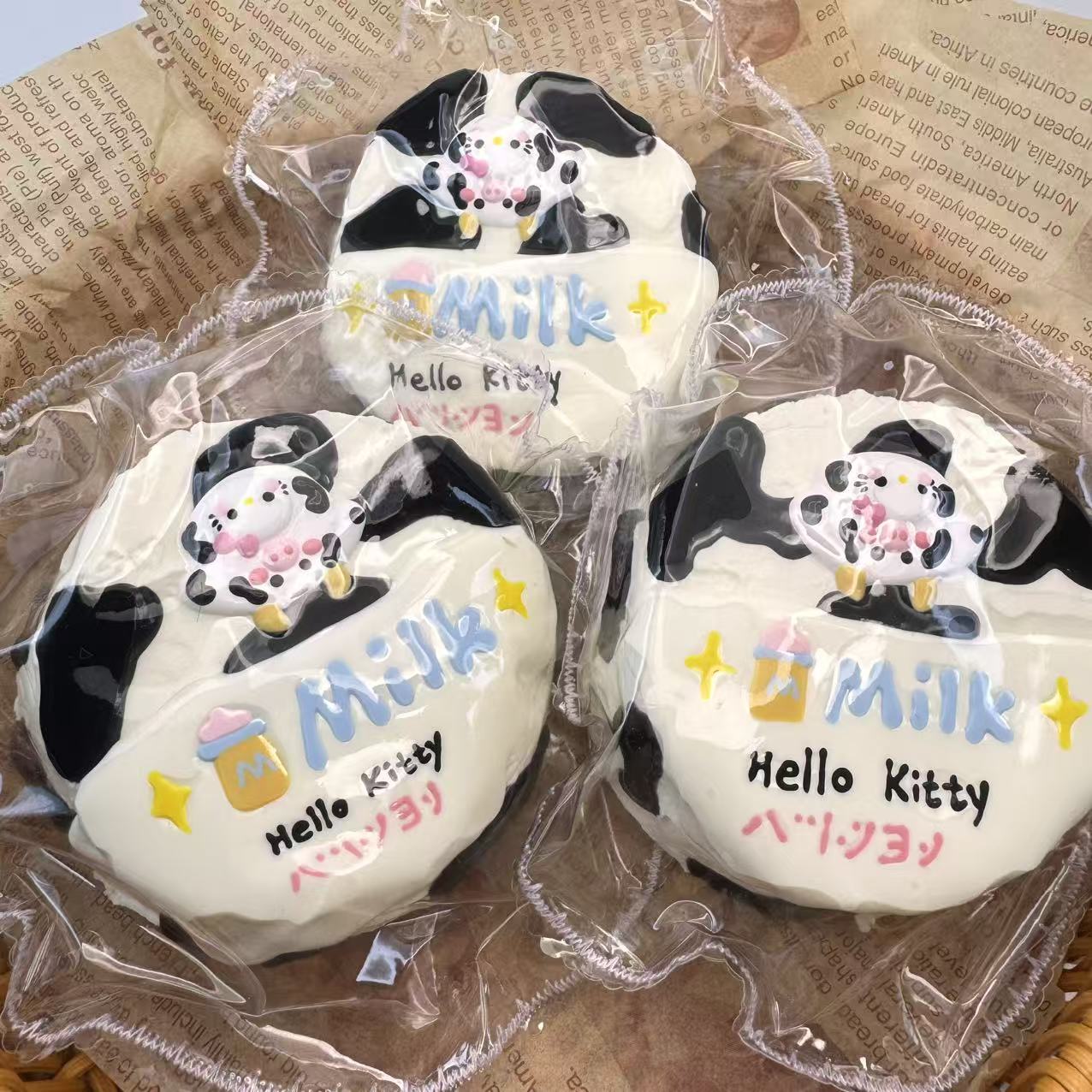 Hand-Painted Cow Kitty Frosted Cake Squishy